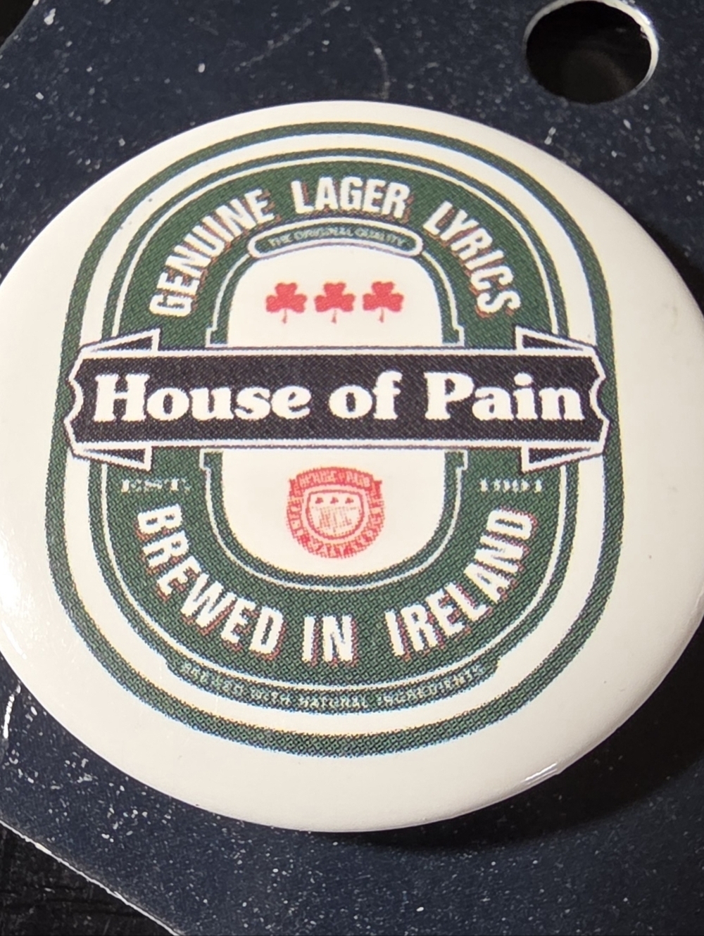 Vintage 1994 House of Pain Pinback Button 1.5" Genuine Lager Lyrics Hip Hop